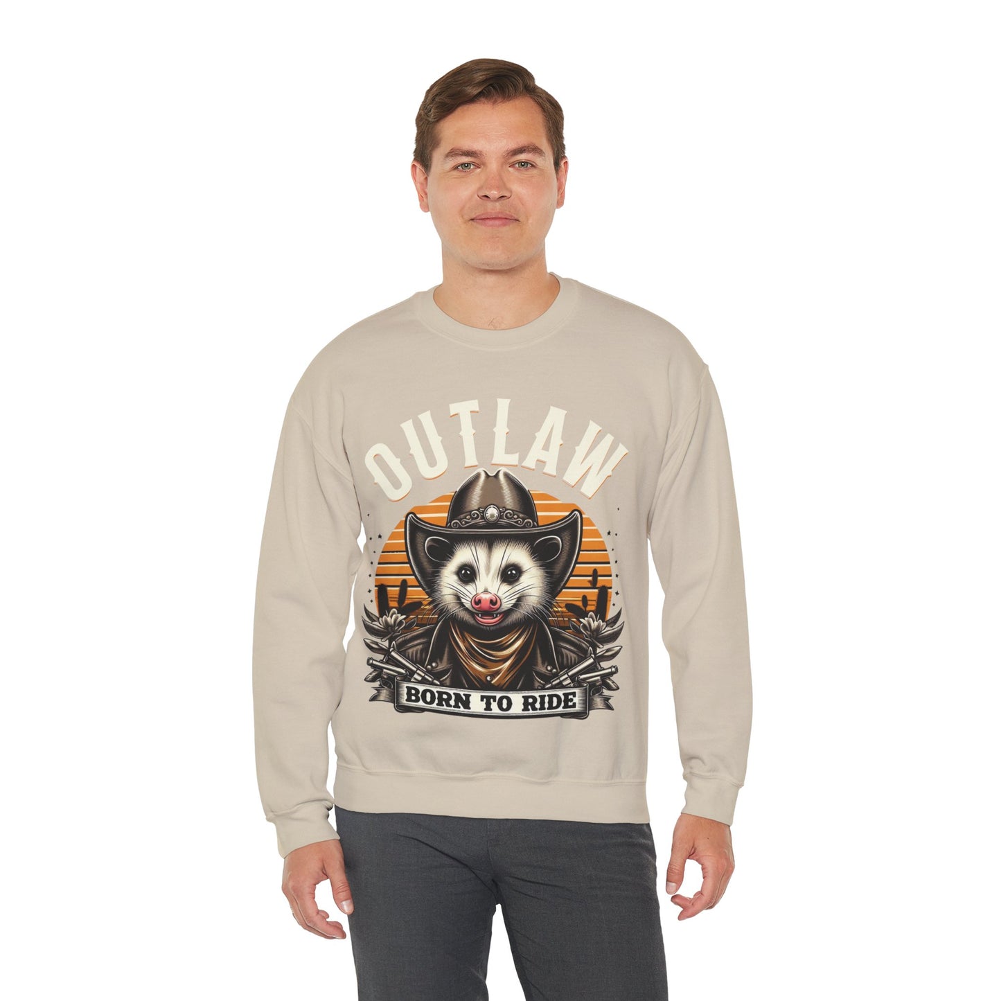 Outlaw Born To Ride - Unisex Heavy Blend™ Crewneck Sweatshirt