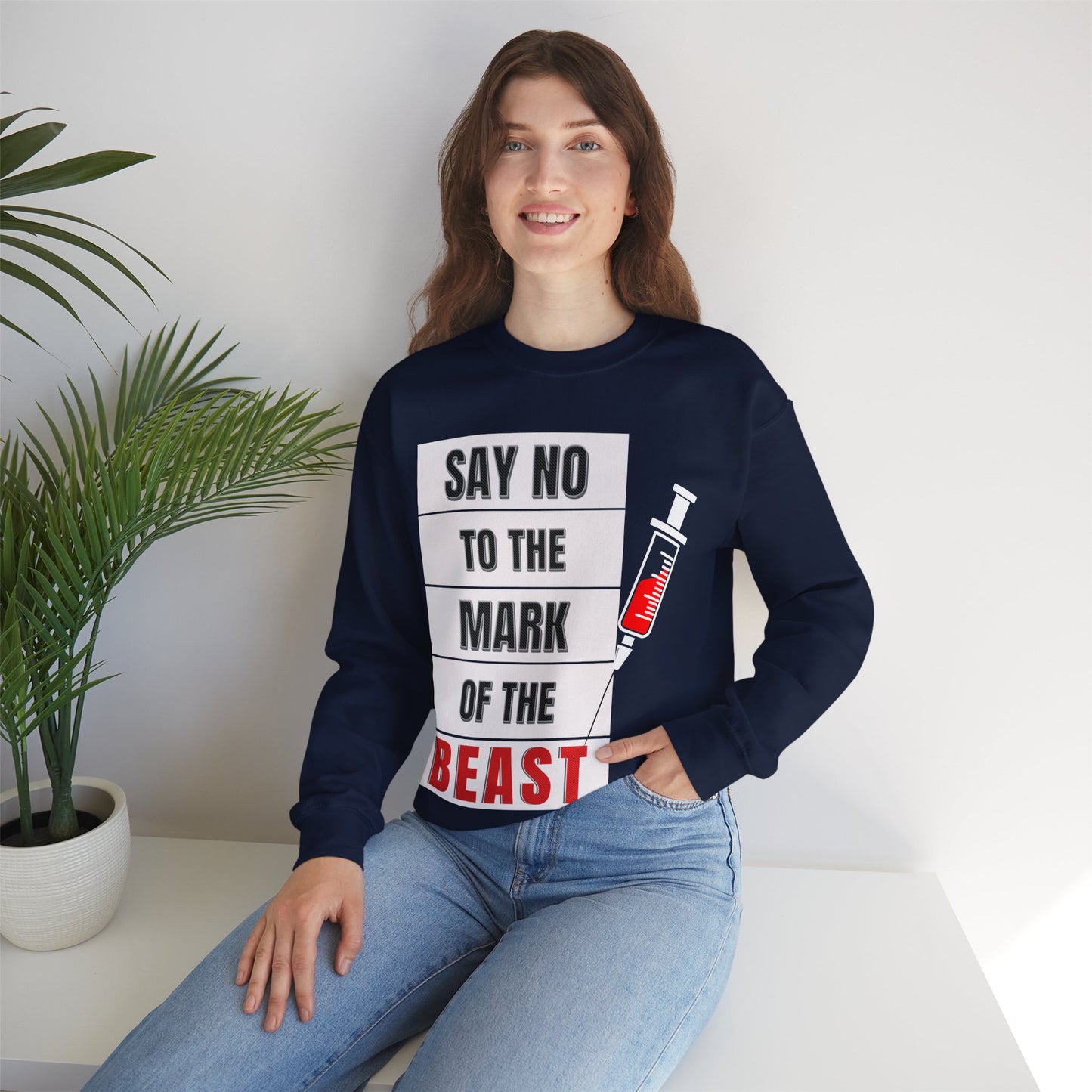 Say No To The Mark Of The Beast - Unisex Heavy Blend™ Crewneck Sweatshirt