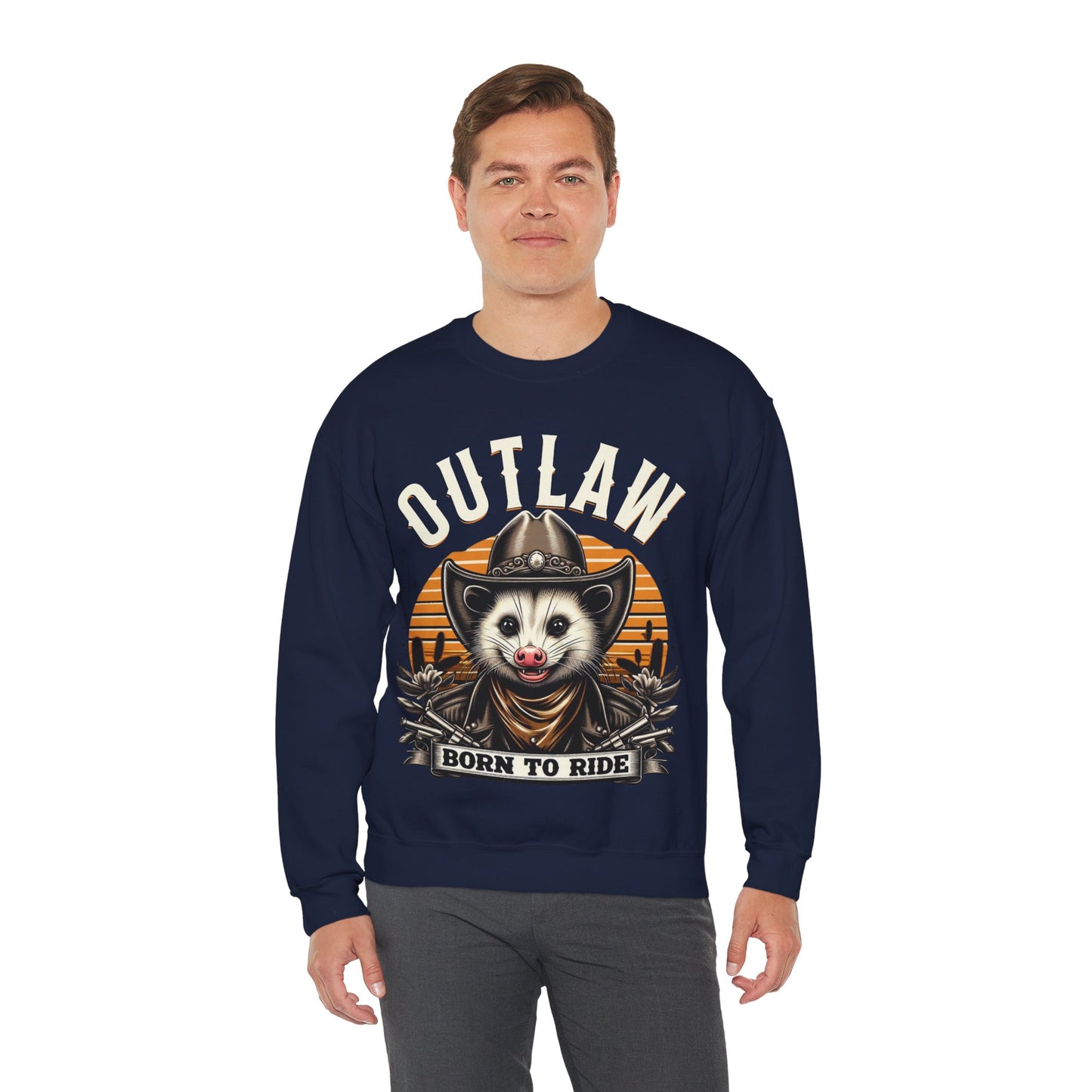 Outlaw Born To Ride - Unisex Heavy Blend™ Crewneck Sweatshirt