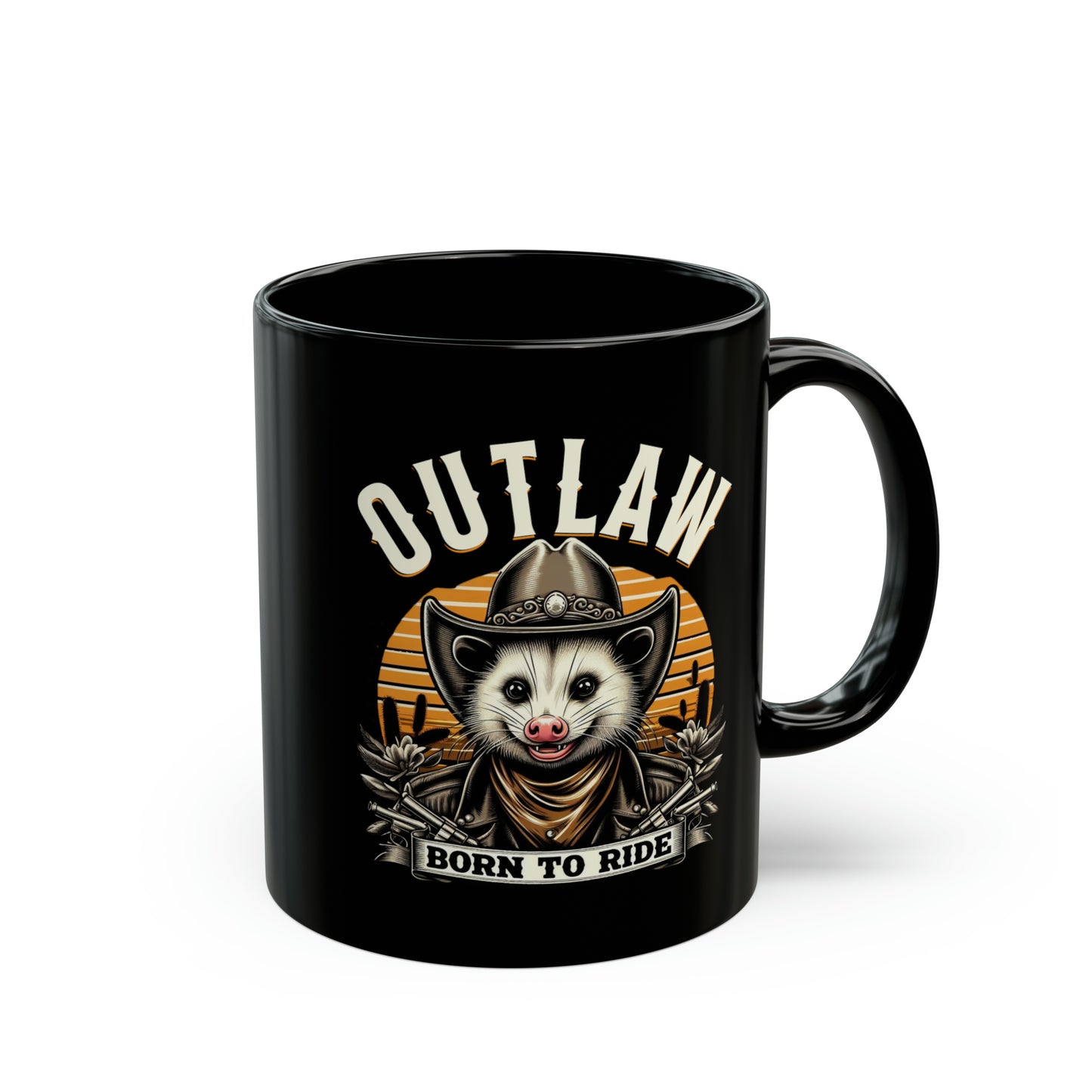 Outlaw Born To Ride - Black Mug (11oz, 15oz)