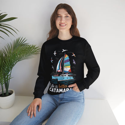 Life is Better on a Catamaran - Unisex Heavy Blend™ Crewneck Sweatshirt