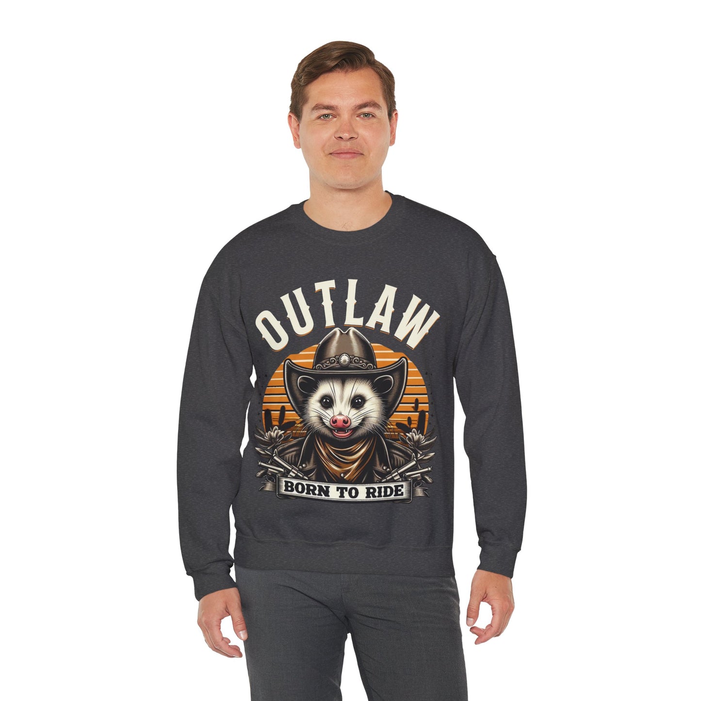 Outlaw Born To Ride - Unisex Heavy Blend™ Crewneck Sweatshirt