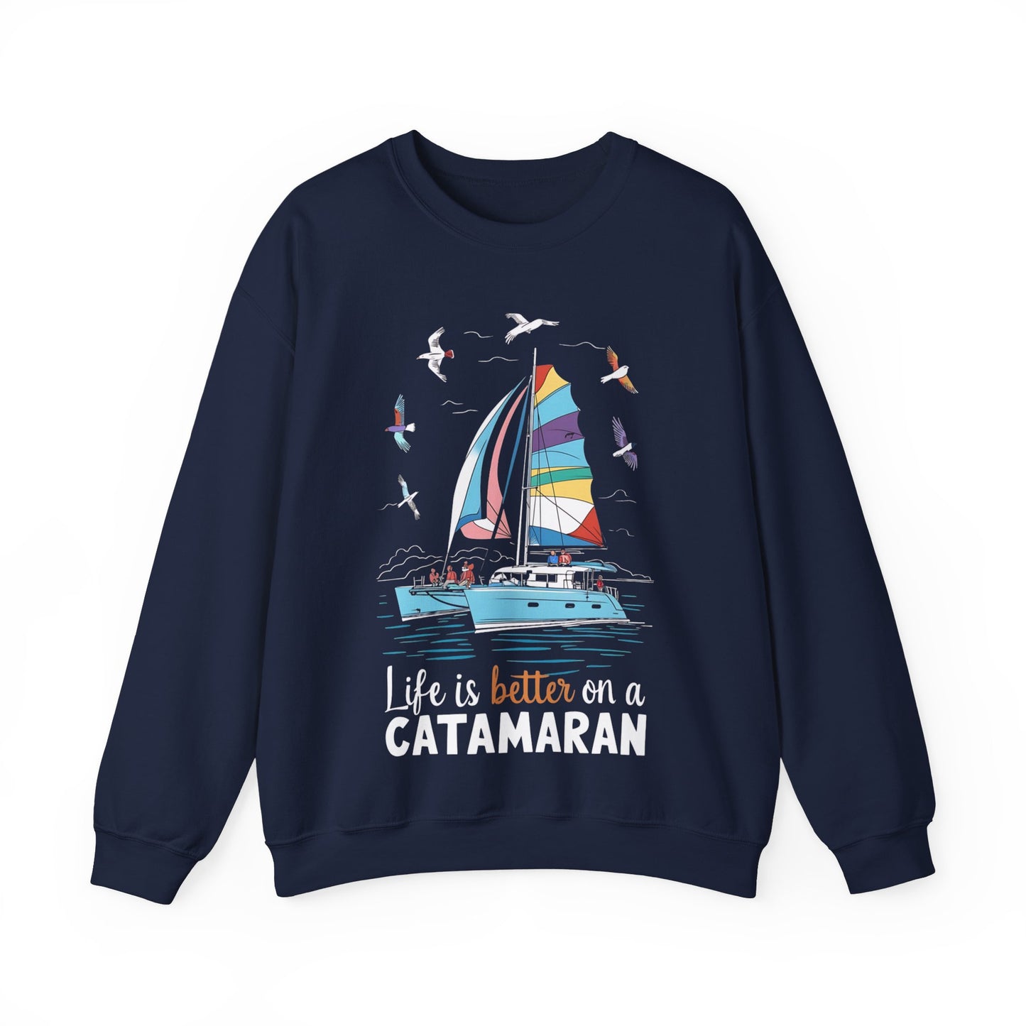 Life is Better on a Catamaran - Unisex Heavy Blend™ Crewneck Sweatshirt