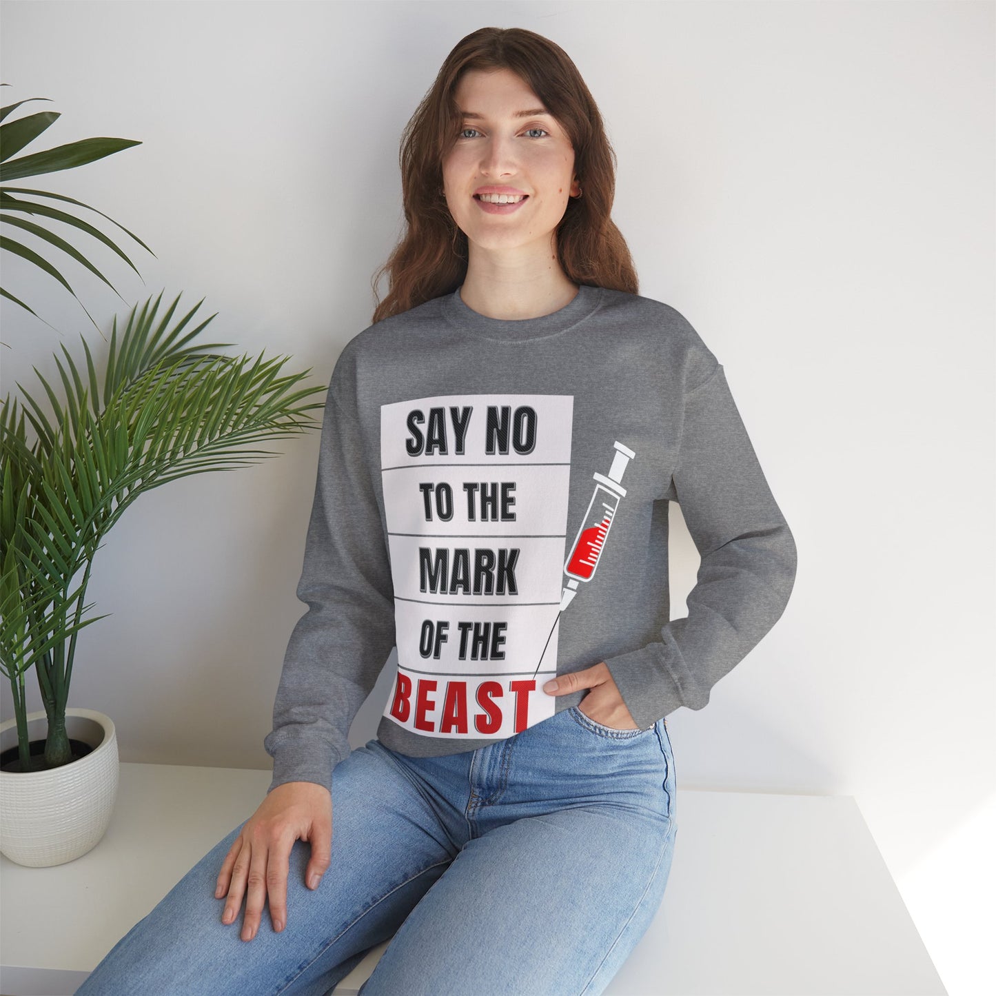 Say No To The Mark Of The Beast - Unisex Heavy Blend™ Crewneck Sweatshirt