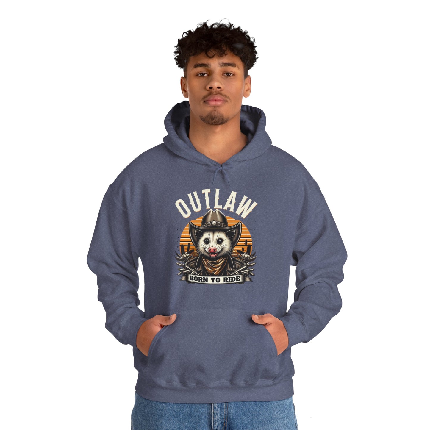 Outlaw Born To Ride - Unisex Heavy Blend™ Hooded Sweatshirt