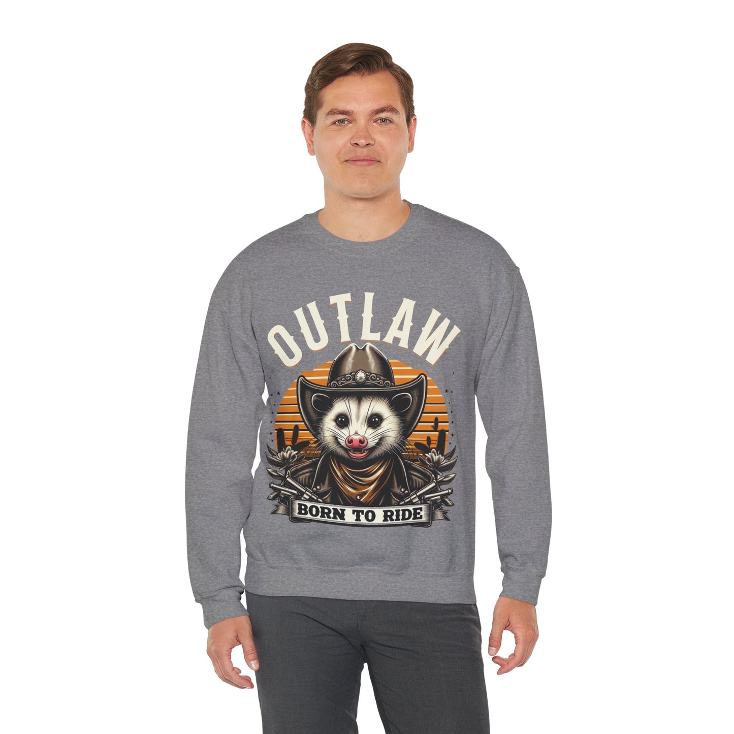 Outlaw Born To Ride - Unisex Heavy Blend™ Crewneck Sweatshirt