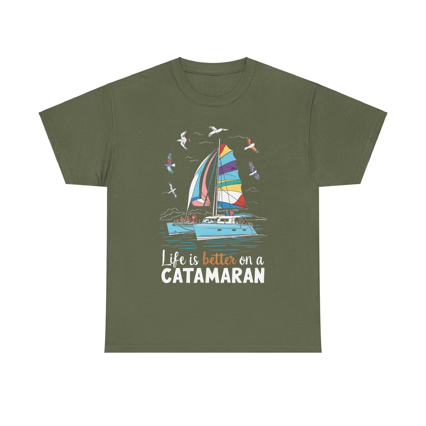 Life is Better on a Catamaran - Unisex Heavy Cotton Tee