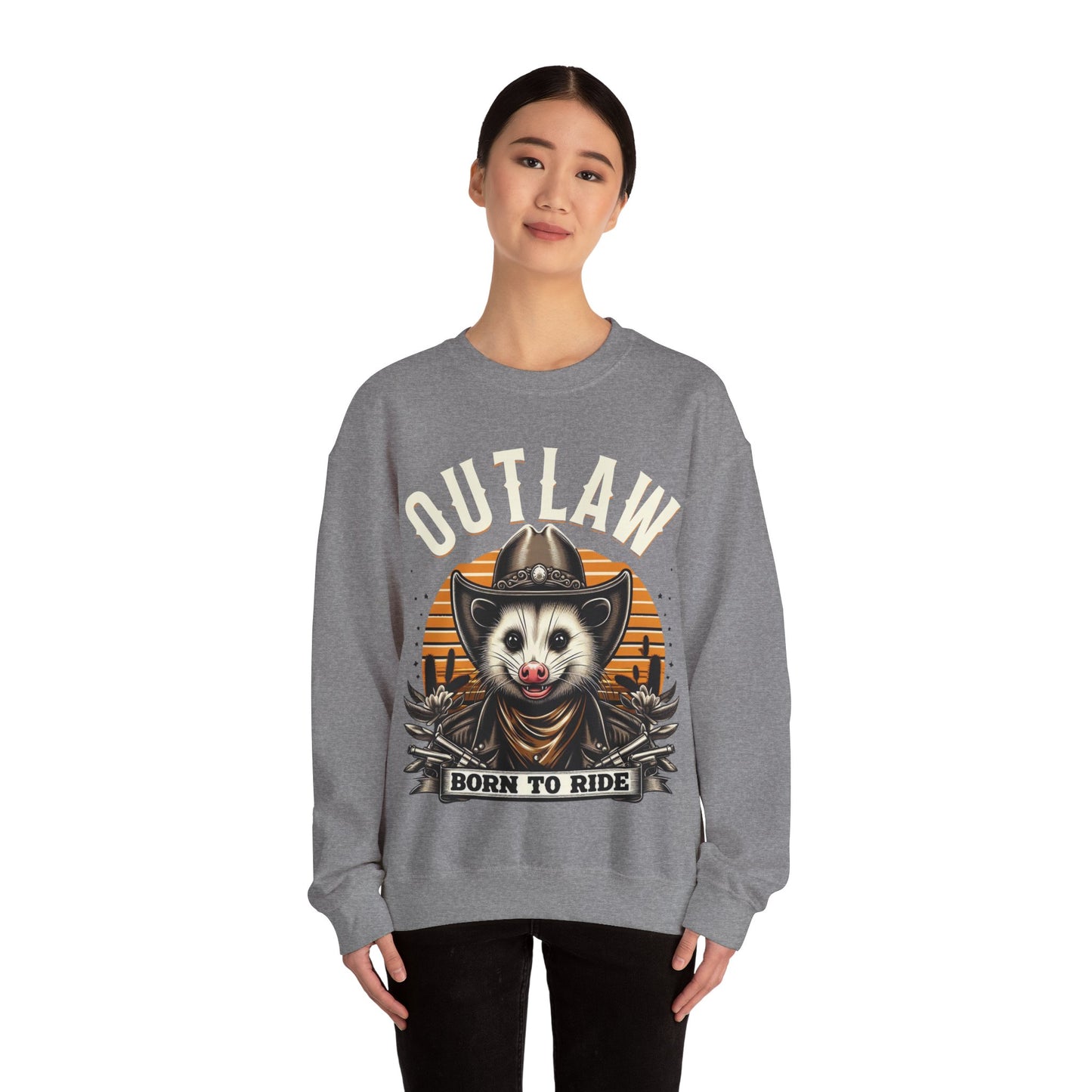 Outlaw Born To Ride - Unisex Heavy Blend™ Crewneck Sweatshirt