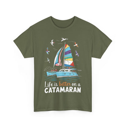 Life is Better on a Catamaran - Unisex Heavy Cotton Tee