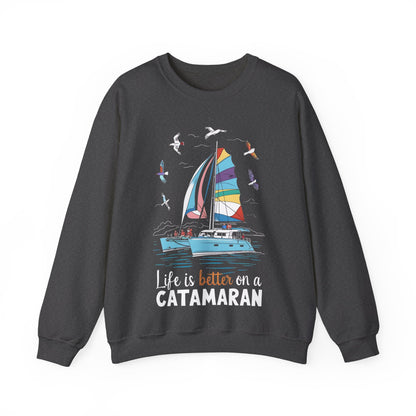 Life is Better on a Catamaran - Unisex Heavy Blend™ Crewneck Sweatshirt