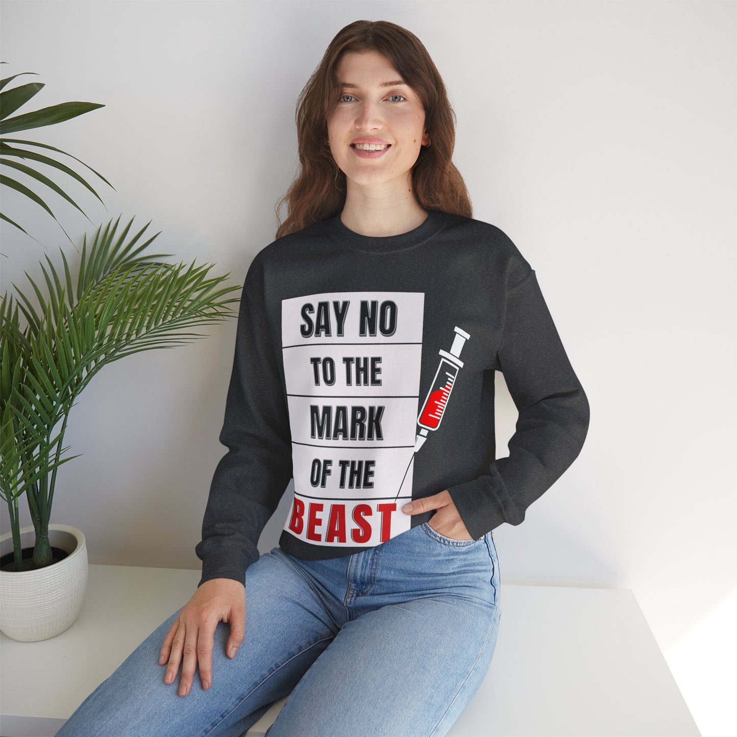 Say No To The Mark Of The Beast - Unisex Heavy Blend™ Crewneck Sweatshirt