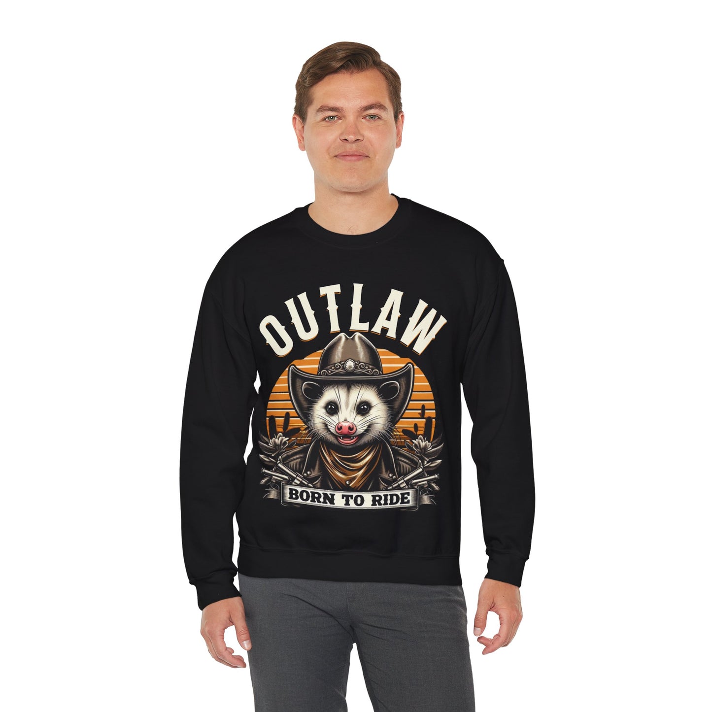 Outlaw Born To Ride - Unisex Heavy Blend™ Crewneck Sweatshirt