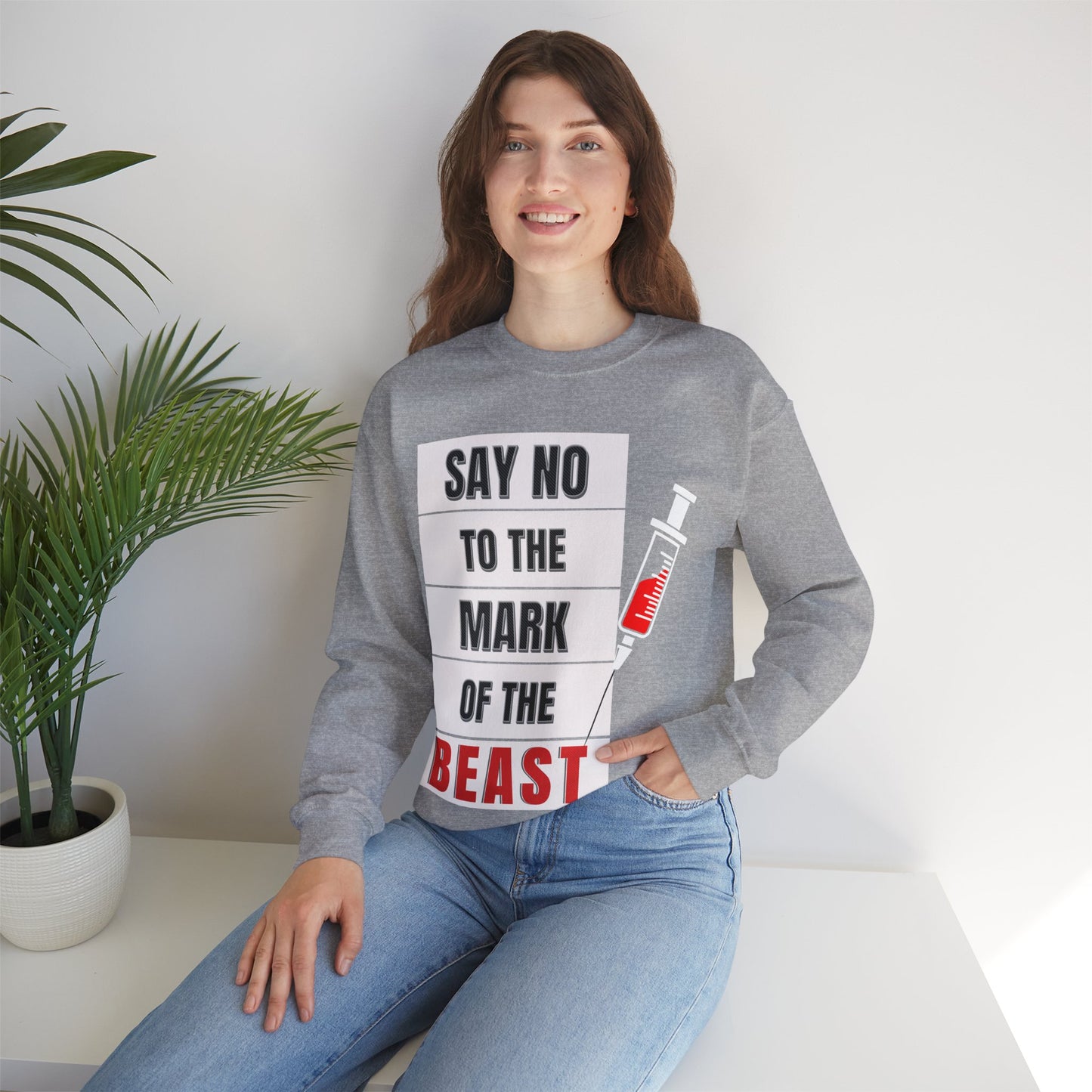 Say No To The Mark Of The Beast - Unisex Heavy Blend™ Crewneck Sweatshirt