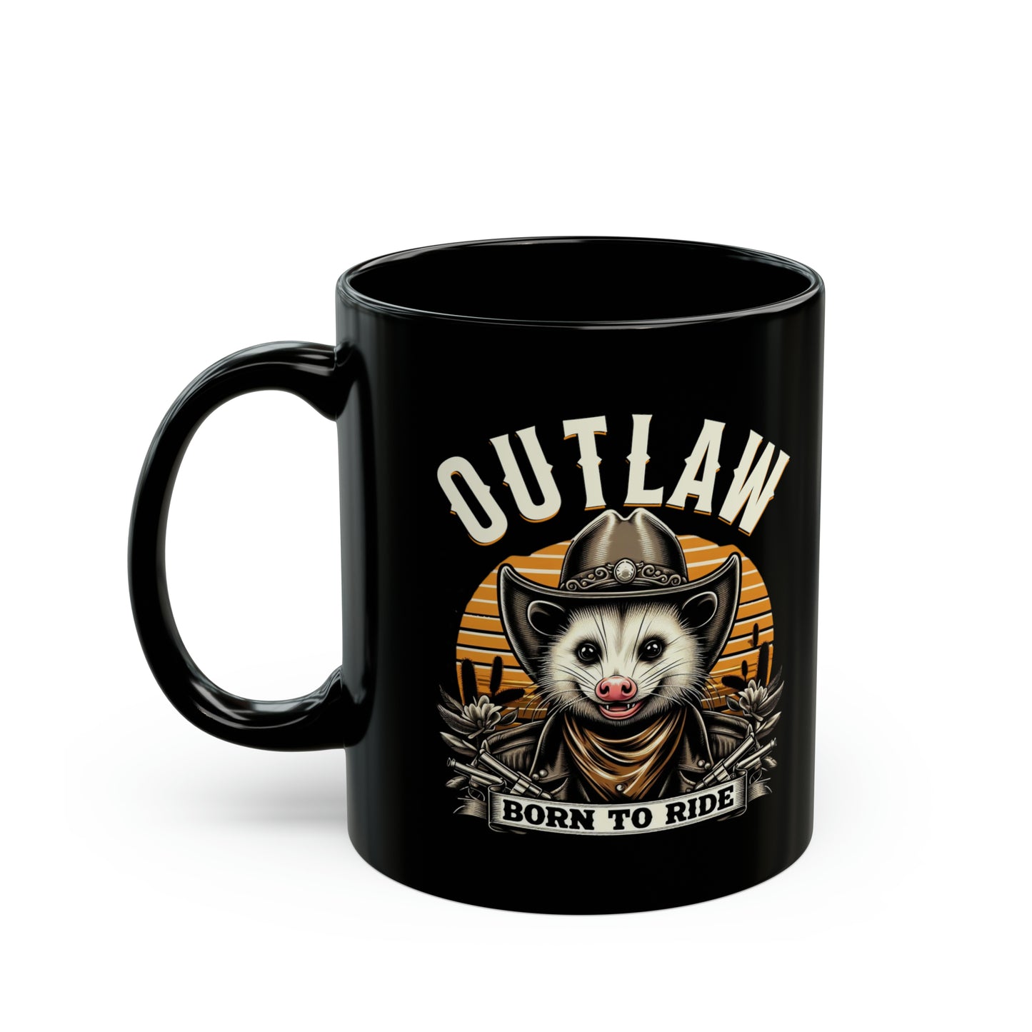 Outlaw Born To Ride - Black Mug (11oz, 15oz)