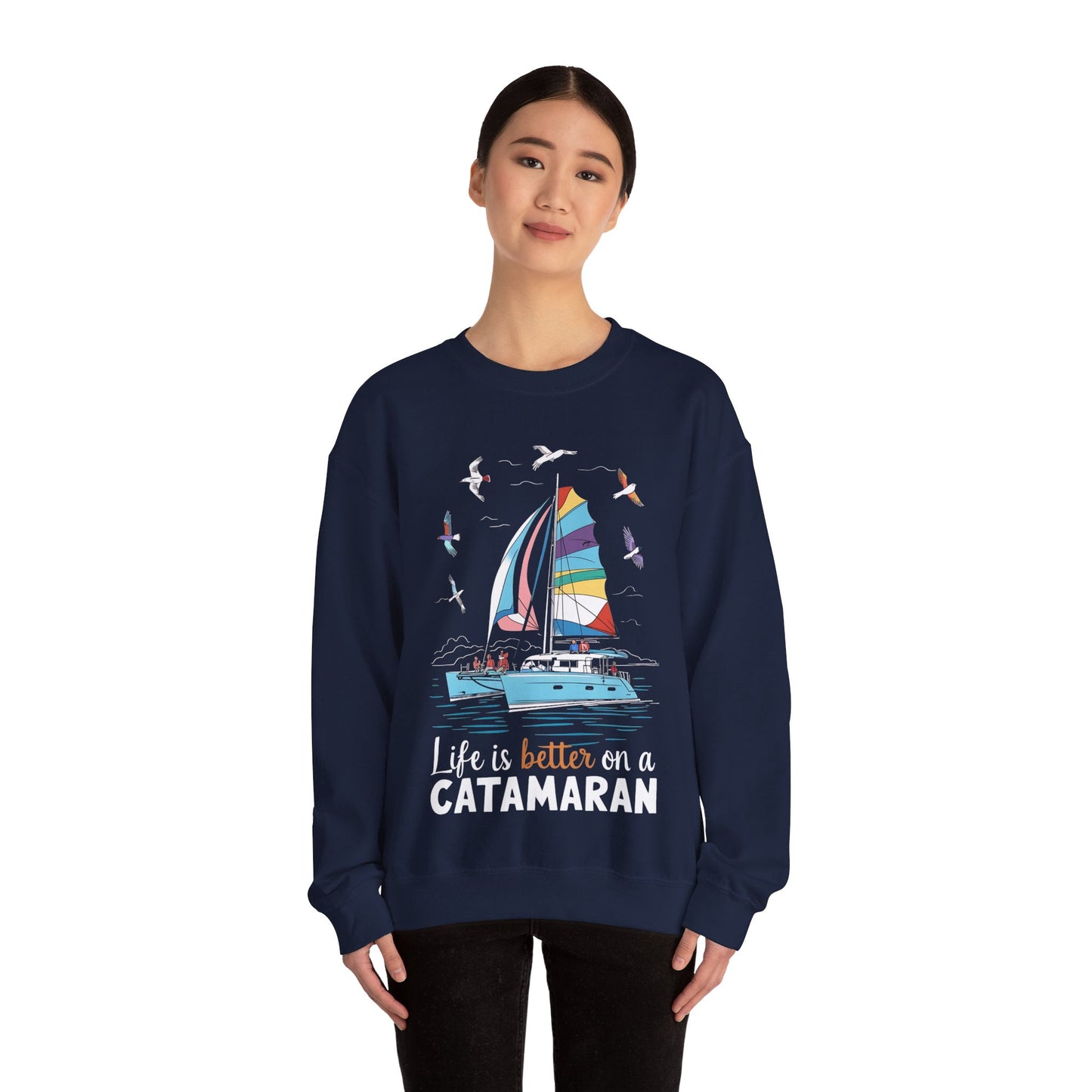 Life is Better on a Catamaran - Unisex Heavy Blend™ Crewneck Sweatshirt