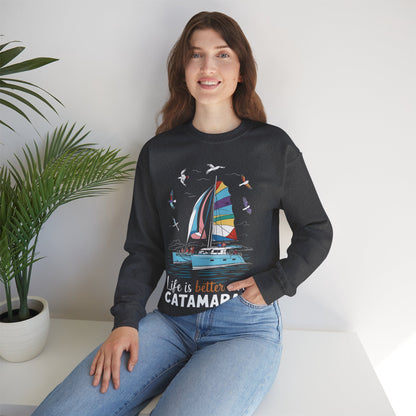 Life is Better on a Catamaran - Unisex Heavy Blend™ Crewneck Sweatshirt