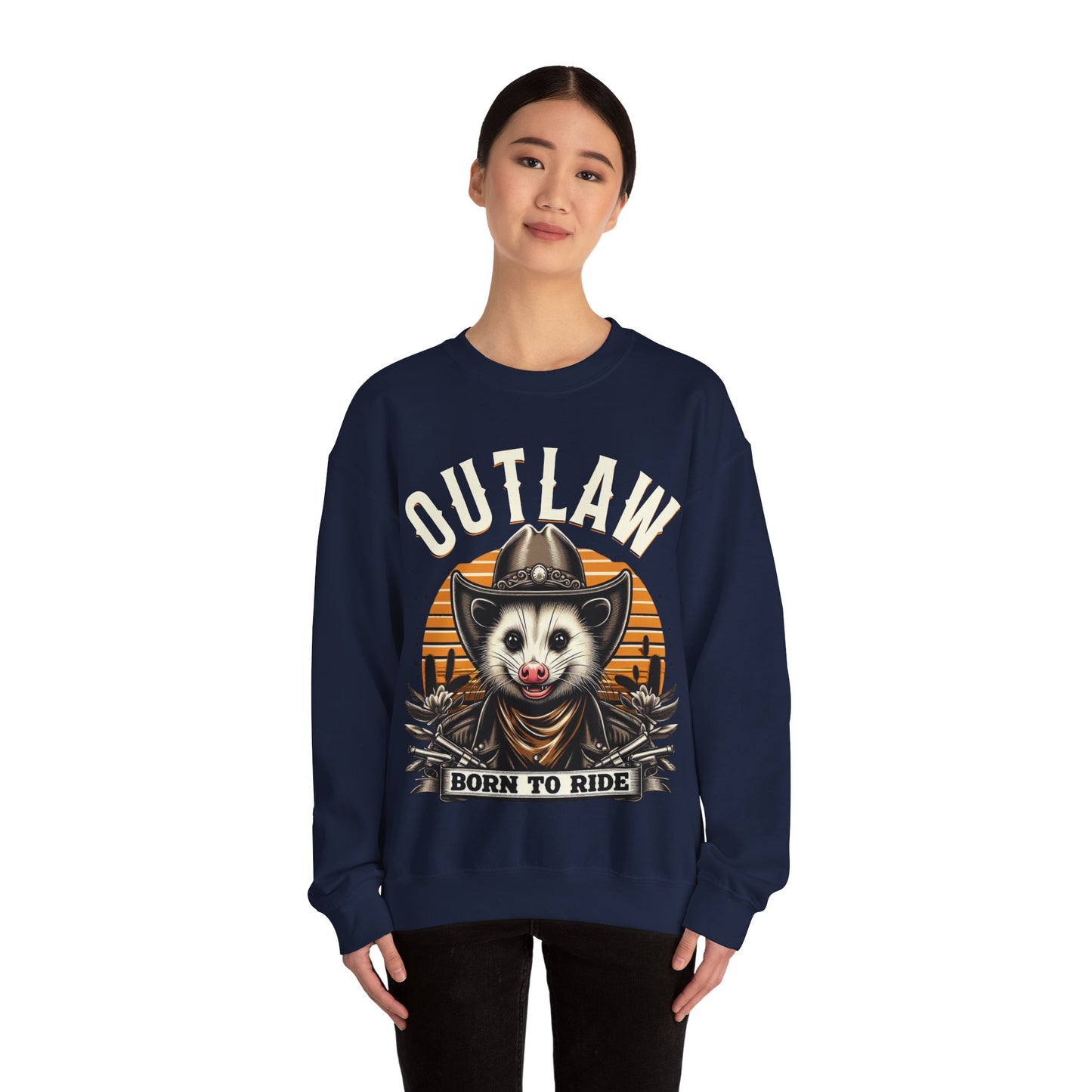 Outlaw Born To Ride - Unisex Heavy Blend™ Crewneck Sweatshirt