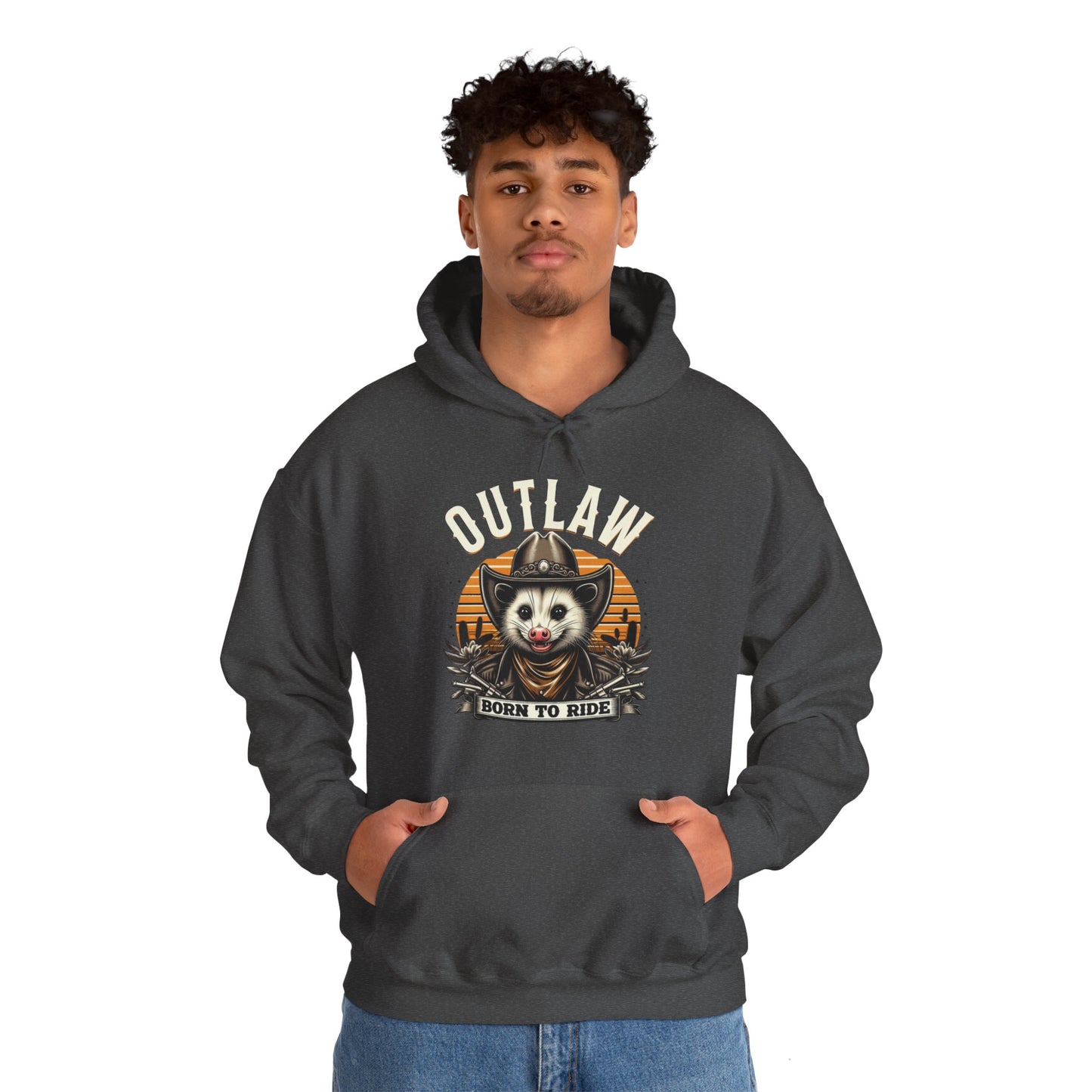 Outlaw Born To Ride - Unisex Heavy Blend™ Hooded Sweatshirt