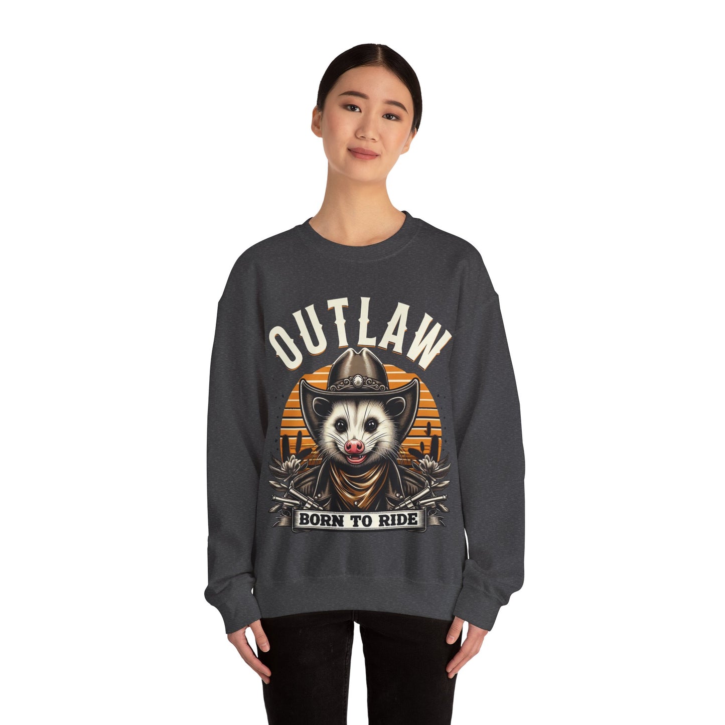 Outlaw Born To Ride - Unisex Heavy Blend™ Crewneck Sweatshirt