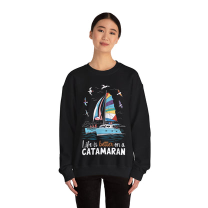 Life is Better on a Catamaran - Unisex Heavy Blend™ Crewneck Sweatshirt