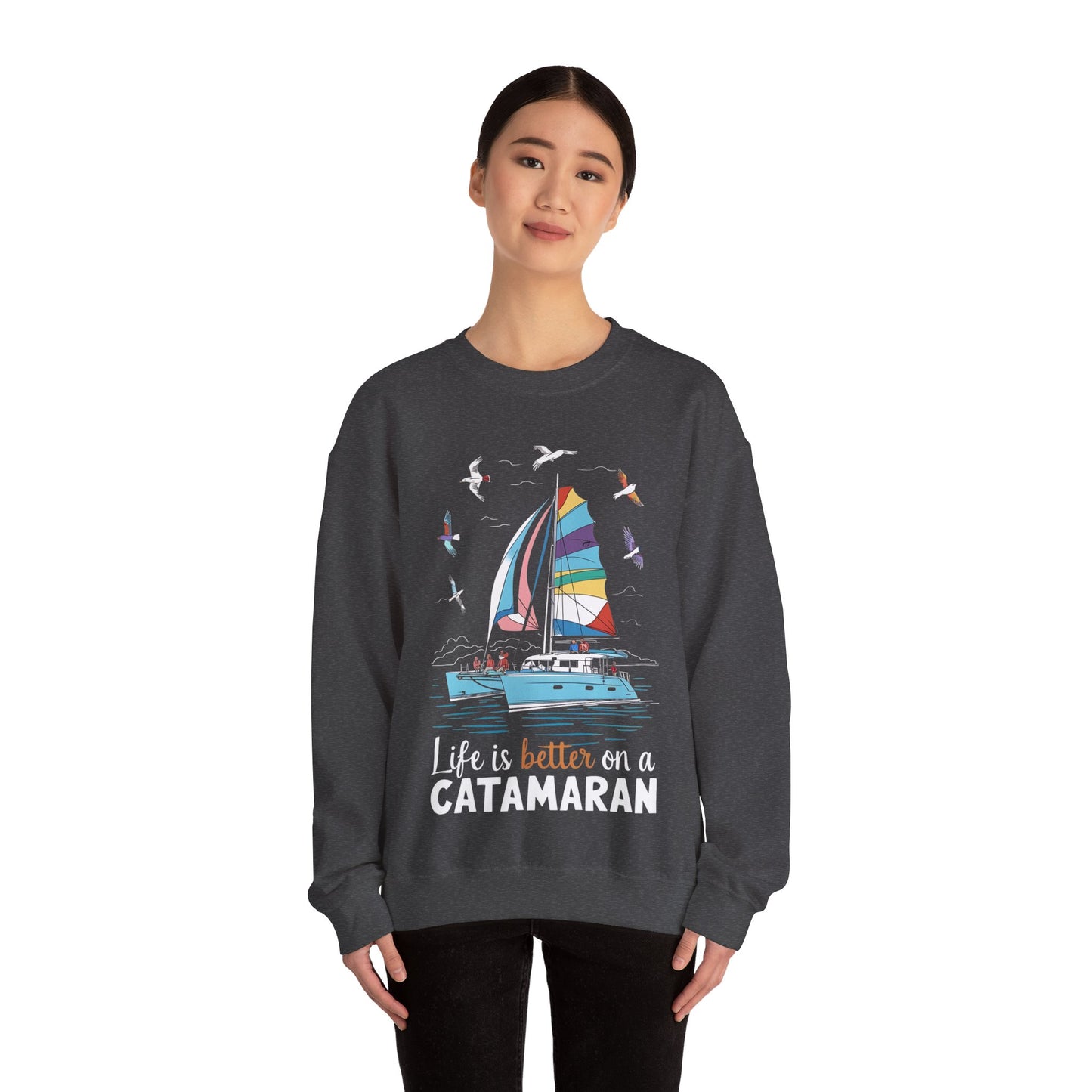 Life is Better on a Catamaran - Unisex Heavy Blend™ Crewneck Sweatshirt