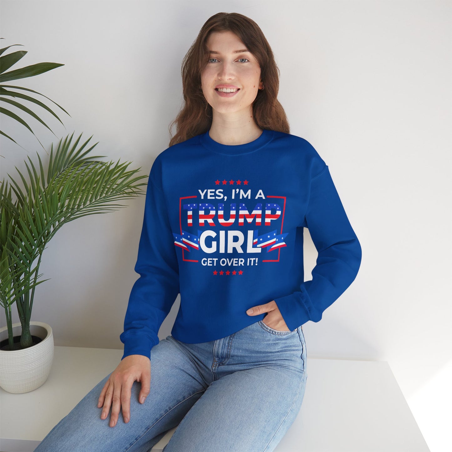 Yes I'm A Trump Girl Get Over It! - Unisex Heavy Blend™ Crewneck Sweatshirt