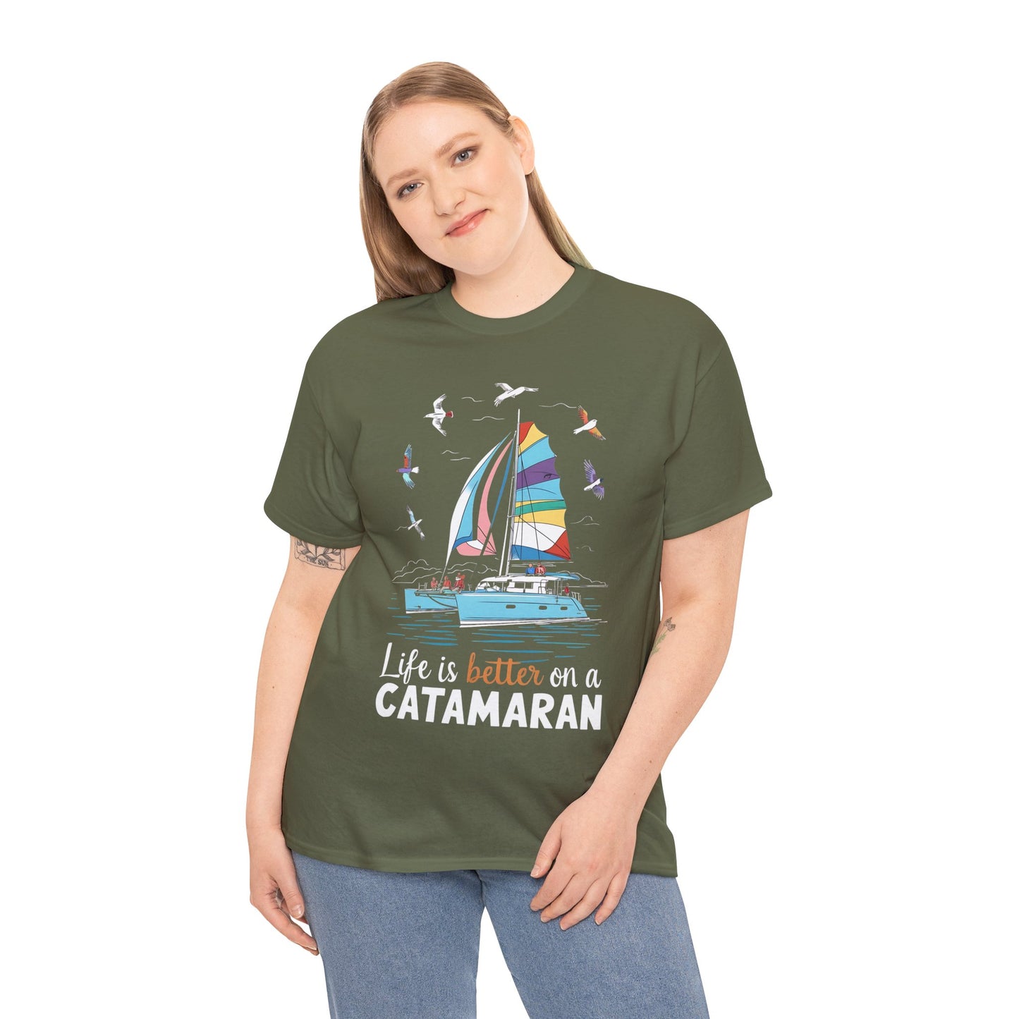 Life is Better on a Catamaran - Unisex Heavy Cotton Tee