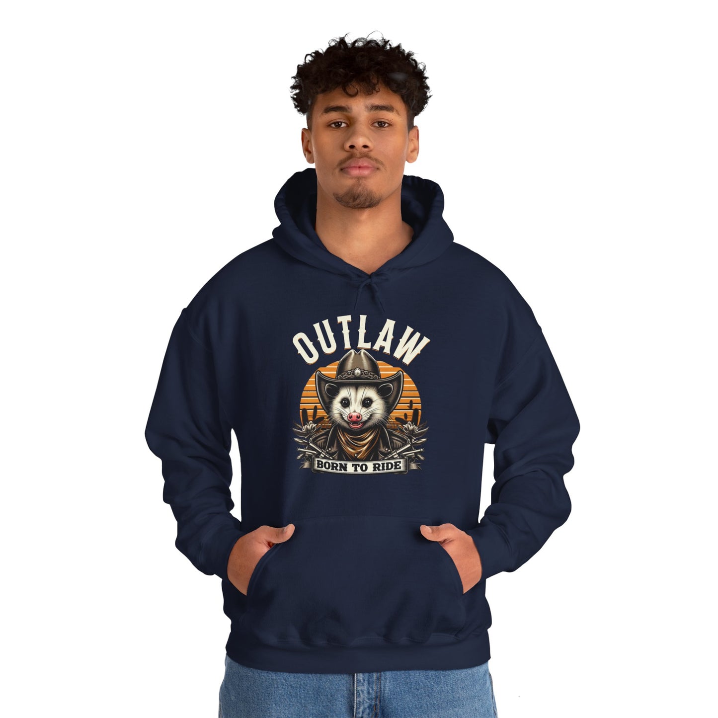 Outlaw Born To Ride - Unisex Heavy Blend™ Hooded Sweatshirt