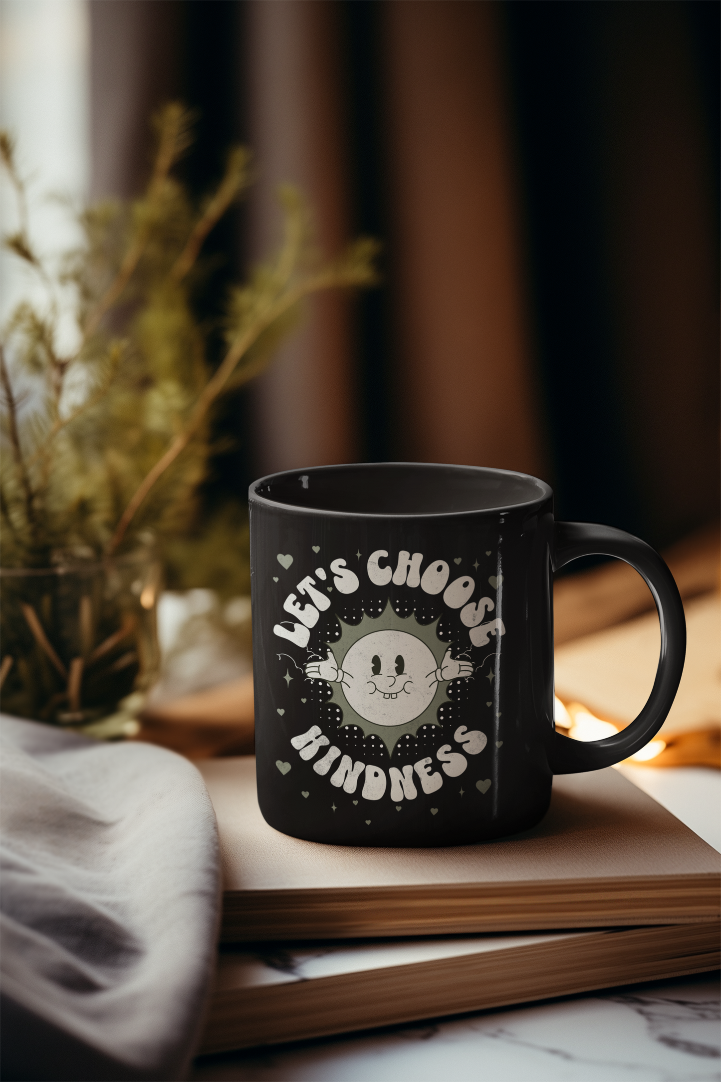 Let's Choose Kindness Inspirational - Black Mug (11oz)