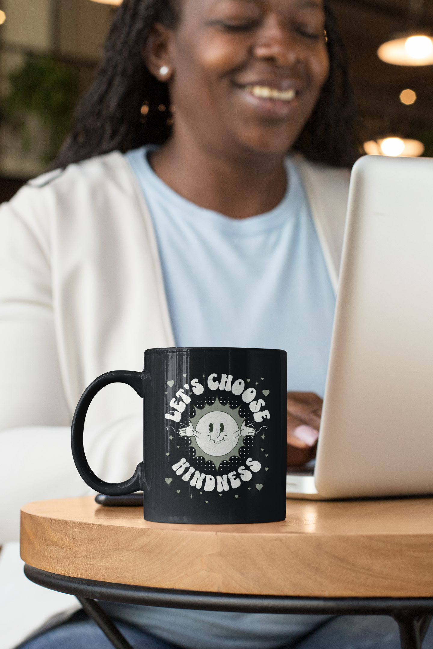 Let's Choose Kindness Inspirational - Black Mug (11oz)