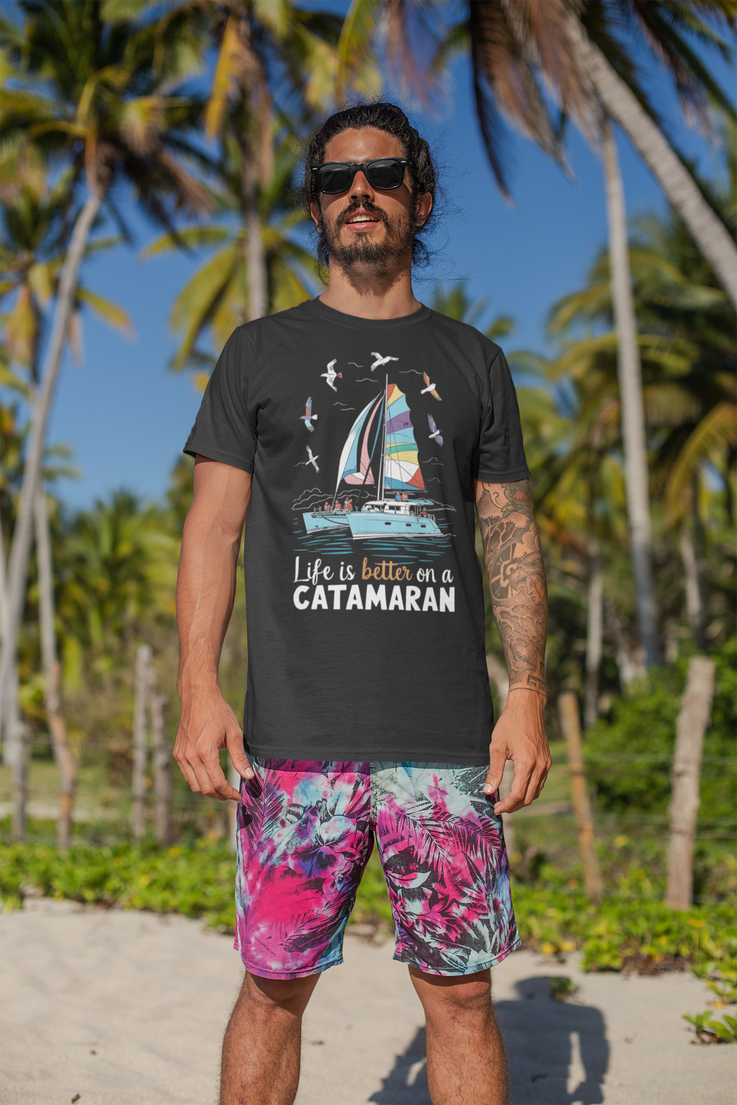 Life is Better on a Catamaran - Unisex Heavy Cotton Tee