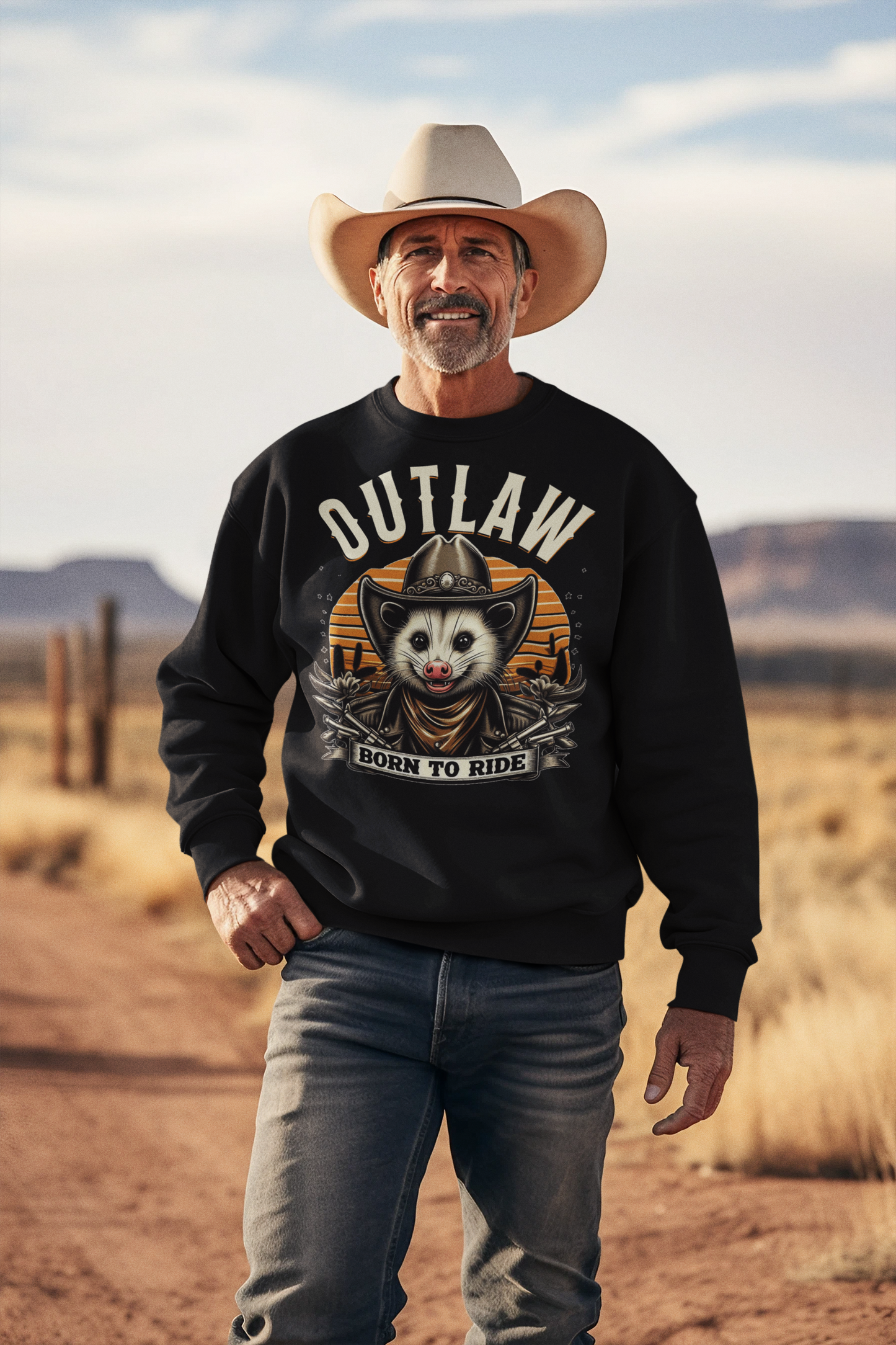 Outlaw Born To Ride - Unisex Heavy Blend™ Crewneck Sweatshirt